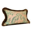 Housse de Coussin Fait Main en Tissu Fortuny Olimpia Vert et Or avec Franges Marabout